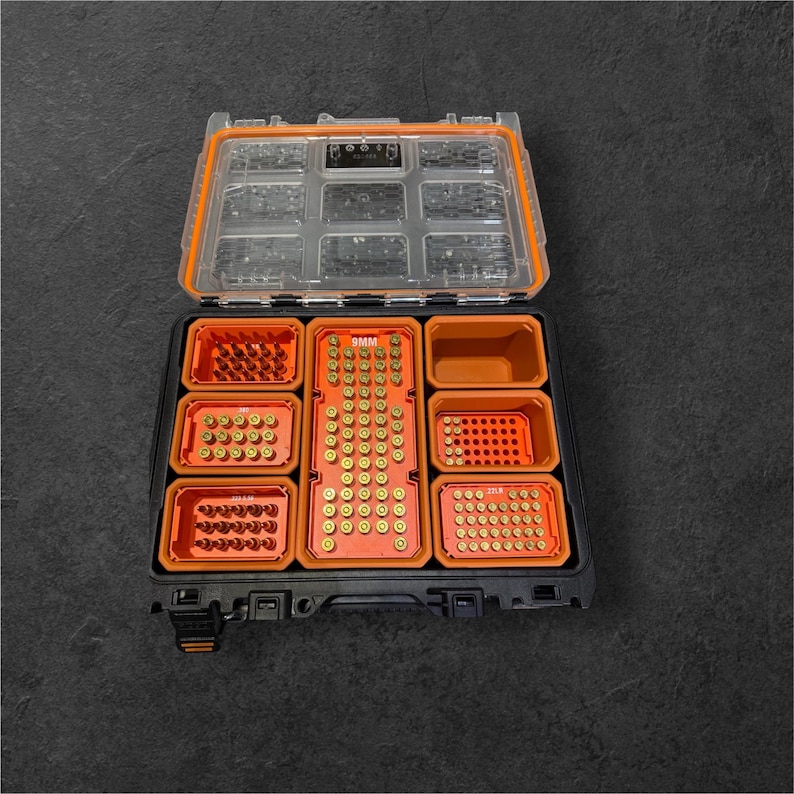 Bandejas organizadoras de calibre apilables para munición Ridgid Pro Gear imagen 6