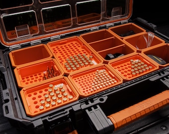 Insertos apilables para munición para el sistema Ridgid Pro Gear, múltiples calibres, almacenamiento listo para el campo de tiro.
