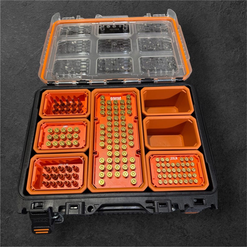 Bandejas organizadoras de calibre apilables para munición Ridgid Pro Gear imagen 1