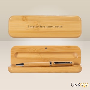 Regalo nozze raffinato | Penna in bamboo pregiato | Ricorda il giorno speciale | Dettagli in acciaio lucido | idea regalo Sposi