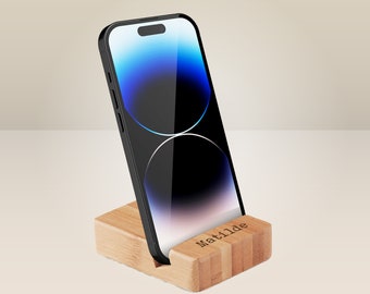 Customizable bamboo smartphone holder - Gift idea to always have your phone handy