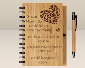 Thank you, teacher! A personalized bamboo notebook for an end-of-school-year thank you.
