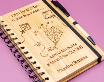 Thank you, Teacher! Personalized Bamboo Notebook for Teachers