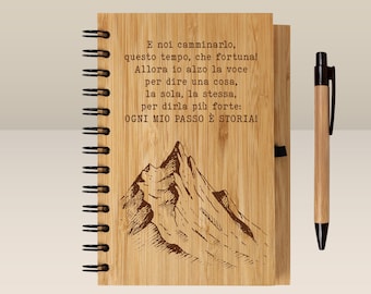 Every step I take is history - A symbol of growth - Notebook with laser-engraved motivational phrase - customizable gift idea