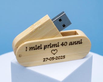 Bamboo USB Flash Drive - Custom Engraved, 16GB Storage