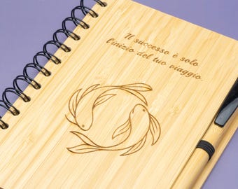 Koi Carp | Personalized Motivational Notebook | Perfect Gift for Graduation, Friend, or Colleague to Mark New Milestones | Engraved Phrase