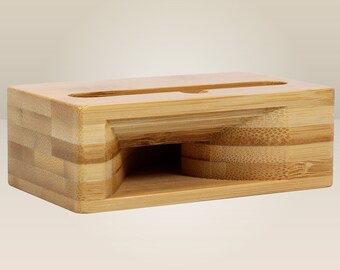 Customizable bamboo smartphone holder with natural speaker - a gift idea