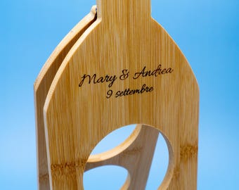 Bamboo wine bottle holder | New home gift | Elegant engraved bamboo wine holder | Minimalist design | Wine cellar gift idea |