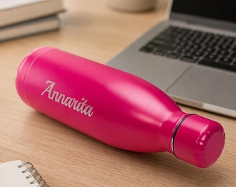 Botella personalizada acero inox 790 ml | grabado láser nombre y símbolo | acabado mate | regalo profesor deporte oficina