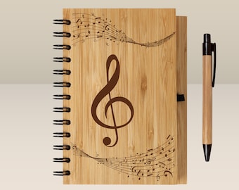 For Music Lovers - Treble Clef Notebook - Personalized Musician Gift