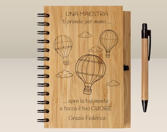 Grazie Maestra! Quaderno di Bambù Personalizzato per un dono indimenticabile