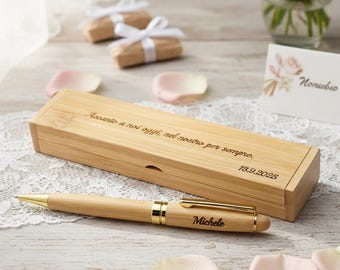 Elegant Bamboo Gift Set | Customizable Pen and Case