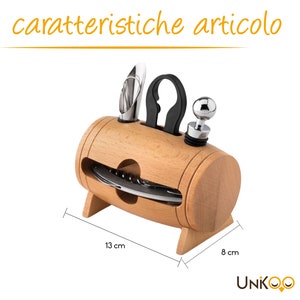 Misure del kit sommelier a botte: 13 cm di larghezza e 8 cm di profondità, con i 4 accessori – Unikoo
