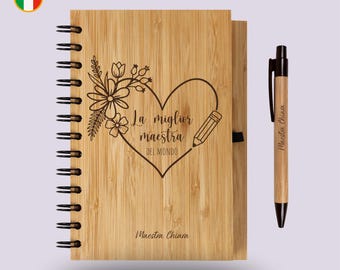 The Best TEACHER: Customisable Bamboo Notebook – end-of-term gift idea – gift for teachers