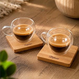 Personalised coffee glass double wall