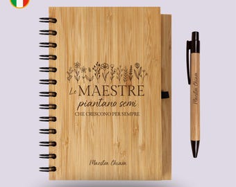 Personalised teacher's notebook | End of year gift for teachers | notebook engraved with “Teachers plant seeds that grow forever”