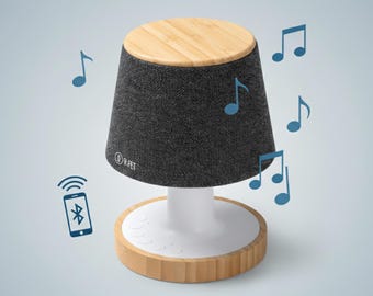 Personalized laser-engraved LED Bluetooth speaker lamp | Gift idea for home and office | Android, iPhone | Battery-operated lamp