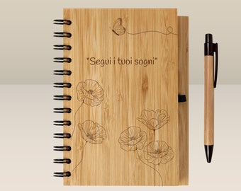 Follow Your Dreams: Engraved Bamboo Notebook for a Motivational Gift