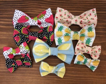 Pajarita para mascota con forma de fruta, sandía, fresa, cereza, limón y piña