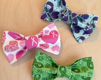 Lazos de concientización / Cáncer de mama / Salud mental / Prevención del suicidio / Pajarita para mascotas