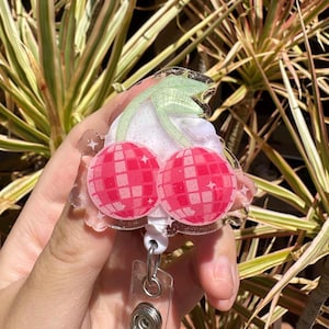 Cherry disco balls badge reel | Nurse badge reel | Cute badge reel | Girly badge reel