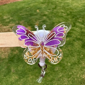 Glitter Butterfly Badge Reel, Nurse Badge Reel, Butterfly Badge