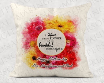 Personalised Mum Quote Cushion, best Mother/Mum/Grandma/Nanny quote floral country linen pillow cover.  50th 60th mothers day  birthday gift