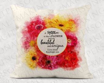 Personalised Mum Quote Cushion, best Mother/Mum/Grandma/Nanny quote floral country linen pillow cover.  50th 60th mothers day  birthday gift