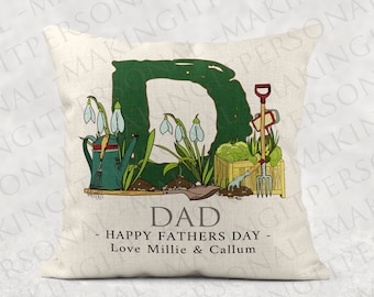 Personalized Head Gardener Linen Style Cushion - Gardening Gift
