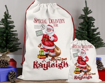 Personalised Santa Sack special deliveryChristmas  Boys Present Girls  Xmas Gift Bag Christmas Eve box, first Christmas gift