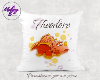 Personalised Newborn Dinosaur soft Cushion. Name Baby girl/boy baby shower