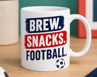 Football Mug, Brew Snacks Football Cup, Funny Match Day Gift for Football Fan
