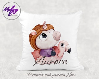 Personalised cushion Unicorn Newborn Baby girl Name baby shower