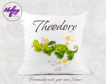 Personalised Newborn Dinosaur soft Cushion. Name Baby girl/boy baby shower