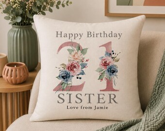 Personalised 21st Birthday Pink Cushion Cover | Custom Milestone Gift for Sister Daughter Granddaughter