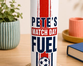 Personalised Football Tumbler, 600ml Match Day Fuel Cup, Custom Name Football Fan Gift