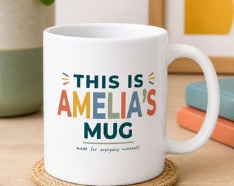 Personalised Colourful Ceramic Mug, Custom Name Coffee Cup, Birthday Tea Lover Gift