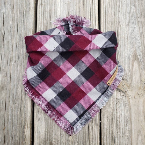 Plaid Black Gray Purple Bandana, Boho Dog, Dog Neckwear, Outdoor Dog Bandana, Dog Gifts, Dog Lover Gifts, Dog Accessories, Pet/ Cat Bandana