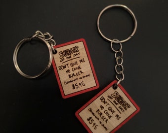 Bobs burgers burger of the day menu keychain