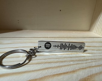stainless steel laser engraved spotify keychain / personalized keychain / spotify code keychain