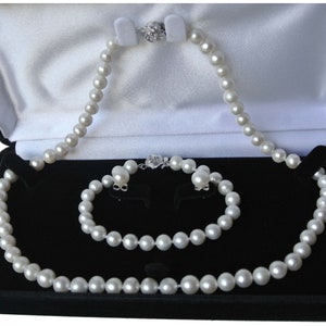 ChungLong0593 3-Piece White 8mm Imitation Pearl Jewelry Set – Necklace, Bracelet & Stud Earrings For Teens & Women - View #10