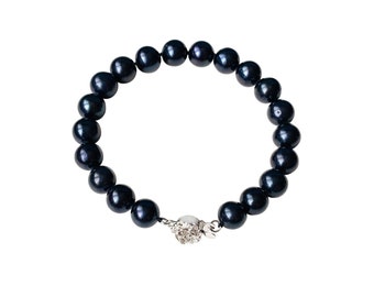 Premium ROUND Black Pearl Bracelet for Women Girls 7 71/2 8 inches 7mm 8mm 9mm 10mm Cultured Freshwater