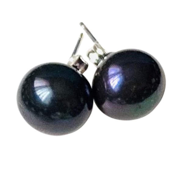 Black Pearl Earrings Etsy