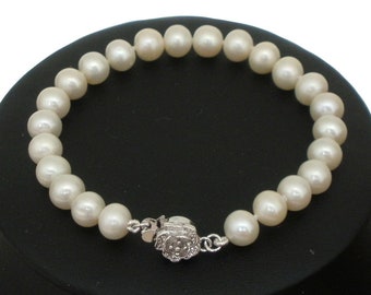 Genuine White Pearl Bracelet for Women Girls 7 71/2 8 inches 7mm 8mm 9mm 10mm Cultured Freshwater