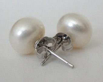 White Black Peach Pearl Stud Earrings Sterling Silver Cultured Freshwater US Seller