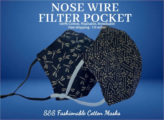 Flash Sale/Clearance!! Nose Wire Filter Pocket Adjustable Ear loop !!Fade Resistant Fitted Cotton Cloth Face Mask Breathable Washable Floral