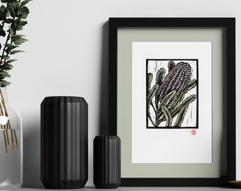 Lino Print | Wild Flower | Australia Banksia