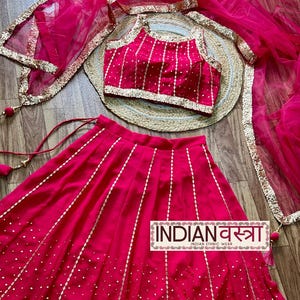 Sequin Pink Lehenga Choli, Party Wear Lehengas, Wedding Outfit, South Asian Fashion, Guest Outfit for Indian/Pakistani Wedding