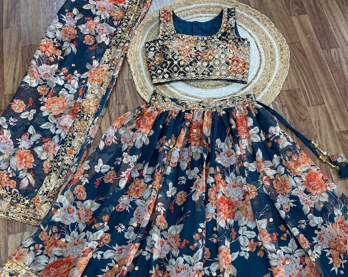 パキスタン民族衣装　Luxury ドレス　刺繍 Anarkali サーモンピンク M-07]パキスタン民族衣装 Luxeレース刺繍 ドレスクルタ 3ピース