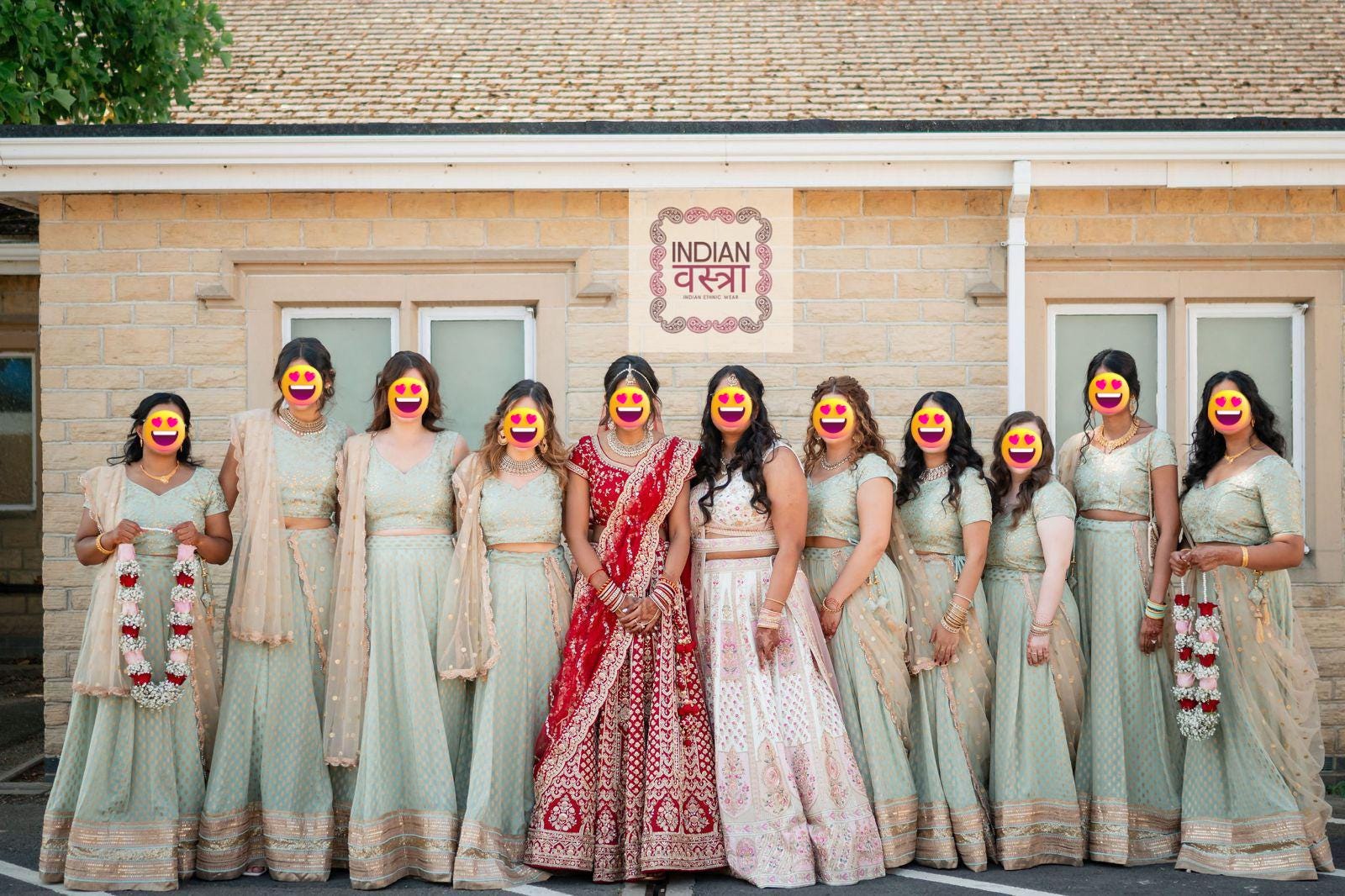 Sage Green Embroidered Lehenga Choli: Custom Indian Bridesmaid Outfit